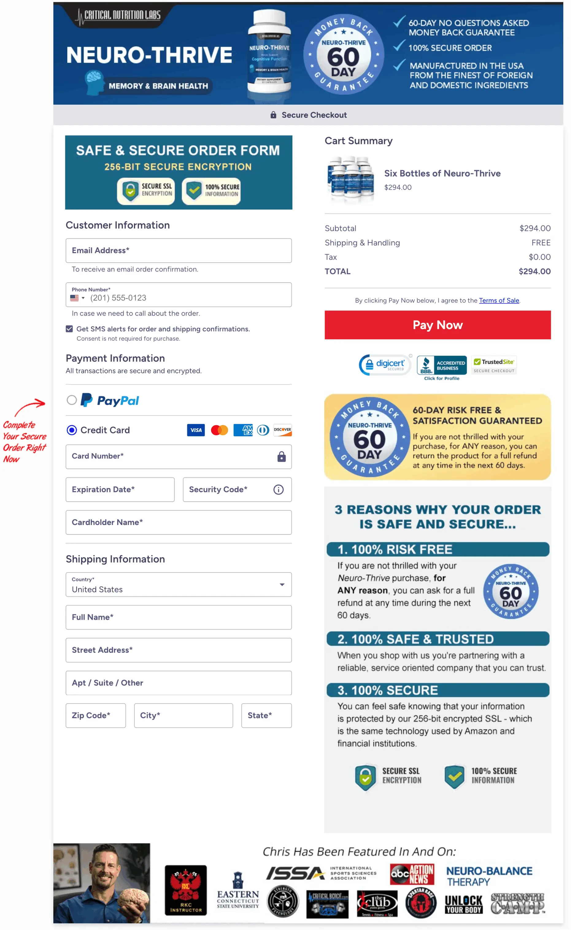 NeuroThrive checkout page